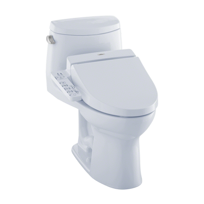 TOTO® Connect+® Kit UltraMax® II One-Piece Elongated 1.28 GPF Toilet and Washlet® C100 Bidet Seat, Cotton White - MW6042034CEFG#01