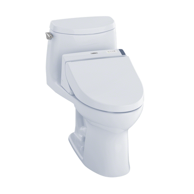 TOTO® Connect+® Kit UltraMax® II 1G® One-Piece Elongated 1.0 GPF Toilet and Washlet® C200 Bidet Seat, Cotton White - MW6042044CUFG#01