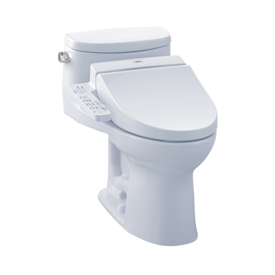 TOTO® Connect+® Kit Supreme® II One-Piece Elongated 1.28 GPF Toilet and Washlet® C100 Bidet Seat, Cotton White - MW6342034CEFG#01