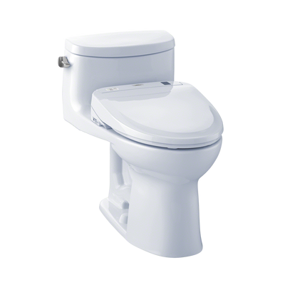 TOTO® Connect+® Kit Supreme® II One-Piece Elongated 1.28 GPF Toilet and Washlet® S350e Bidet Seat, Cotton White - MW634584CEFG#01