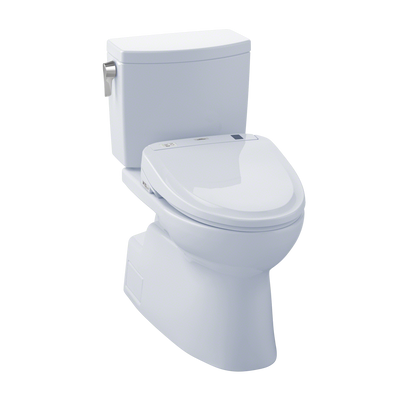 TOTO® Connect+® Kit Carlyle® II One-Piece Elongated 1.28 GPF Toilet and Washlet® C100 Bidet Seat, Cotton White - MW6142034CEFG#01