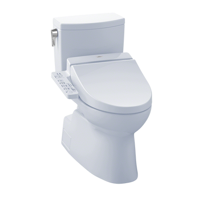 TOTO® Connect+® Kit Vespin® II 1G® Two-Piece Elongated 1.0 GPF Toilet and Washlet® C100 Bidet Seat, Cotton White - MW4742034CUFG#01