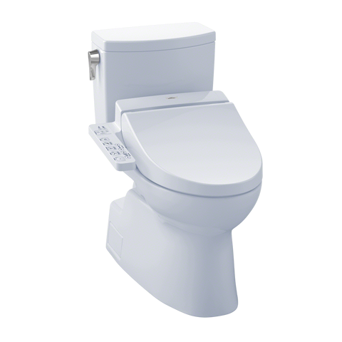 TOTO® Connect+® Kit Vespin® II 1G® Two-Piece Elongated 1.0 GPF Toilet and Washlet® C100 Bidet Seat, Cotton White - MW4742034CUFG#01